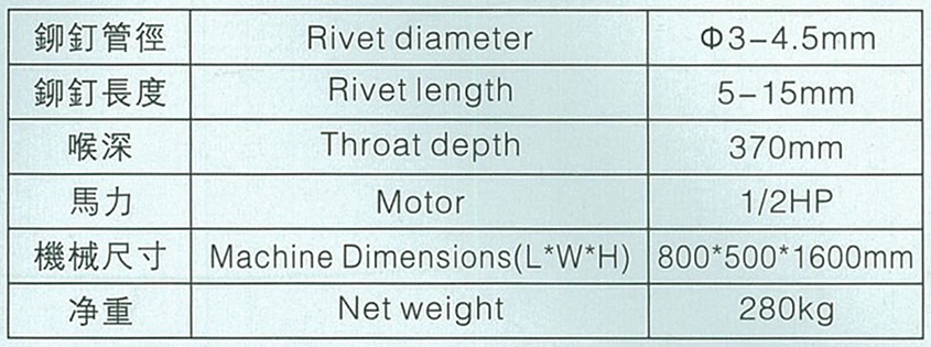 中(zhōng)型鉚釘機（直臂型）